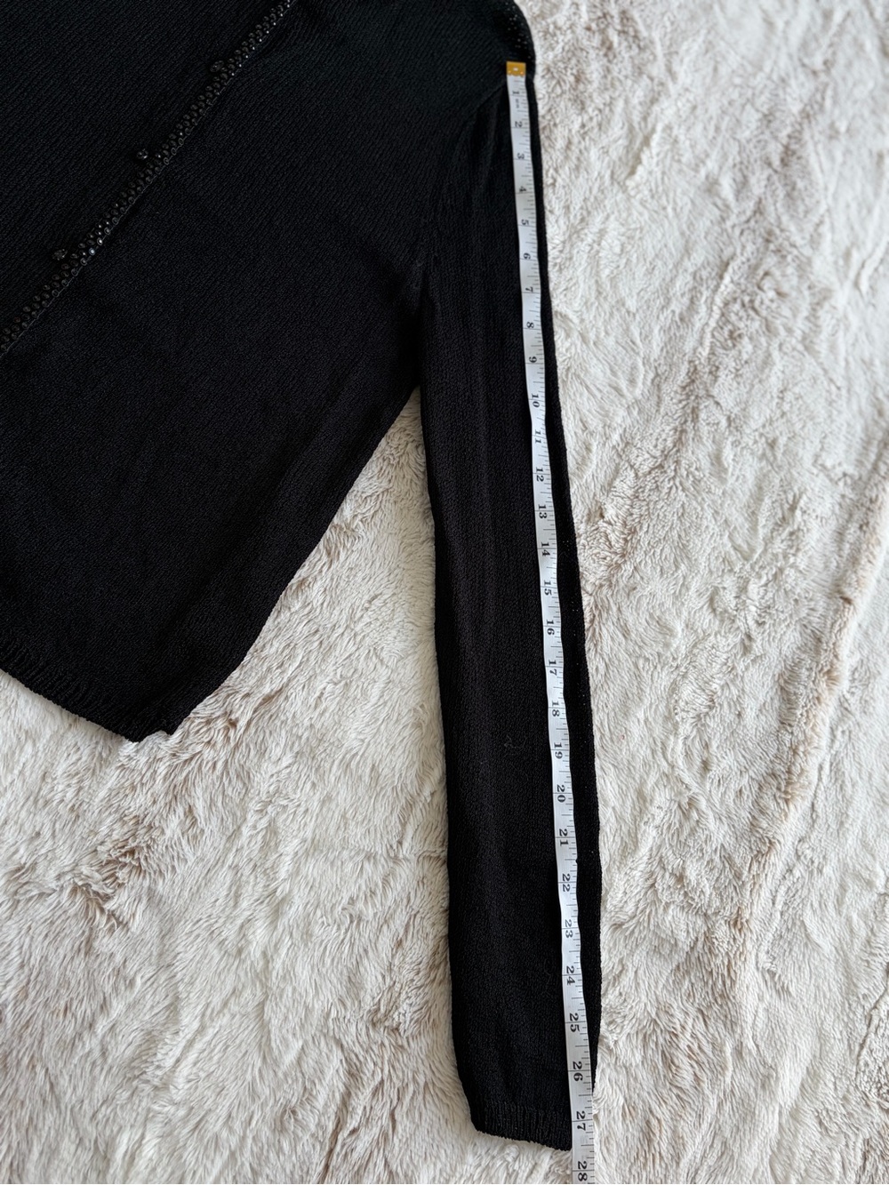 🖤 Vintage Y2K 90s Brenda Serper Black Sparkly Beaded Cardigan Whimsy Goth Office - Picture 9 of 11